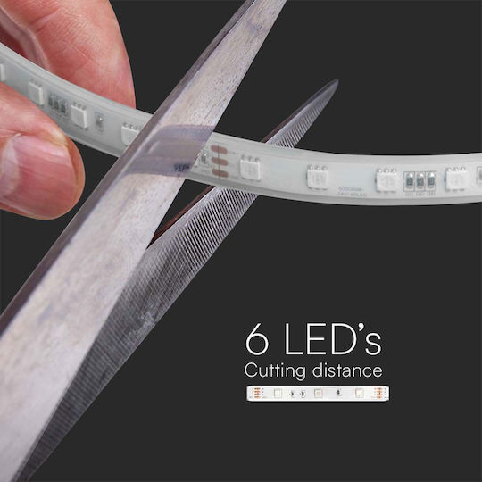 V-TAC Waterproof Smart LED Strip Wi-Fi 24V RGB Light 5m Type SMD5050 with Power Supply, Remote Control & WiFi Controller