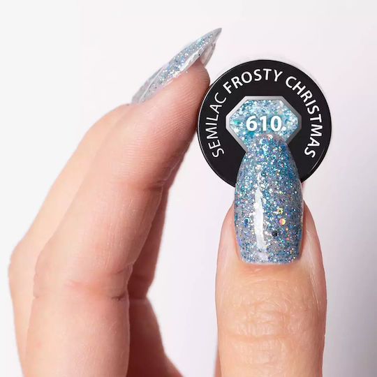Semilac Хибриден Лак за Нокти Frosty Christmas 610 с Glitter 7мл 1бр
