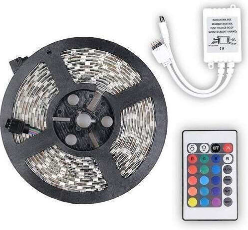 LED-Streifen 12V RGB Licht 5m Typ SMD3528 mit Netzteil & Fernbedienung
