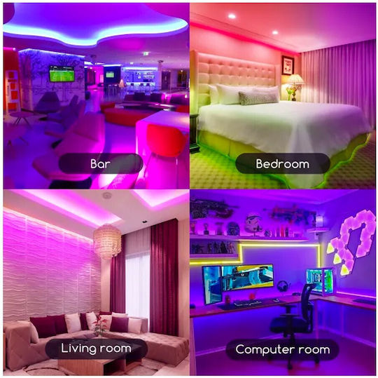 Aigostar Αδιάβροχη Ταινία LED USB 5V RGB Φως 5m Τύπου SMD5050 με Τροφοδοτικό & Τηλεχειριστήριο