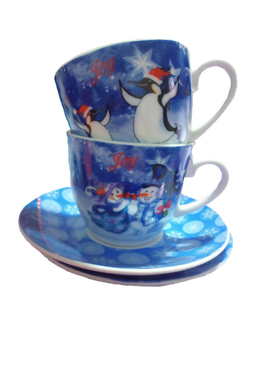 Set Weihnachtliche Tassen Porzellan Blau Weihnachtliche Tassen Porzellan Blau 2Stück