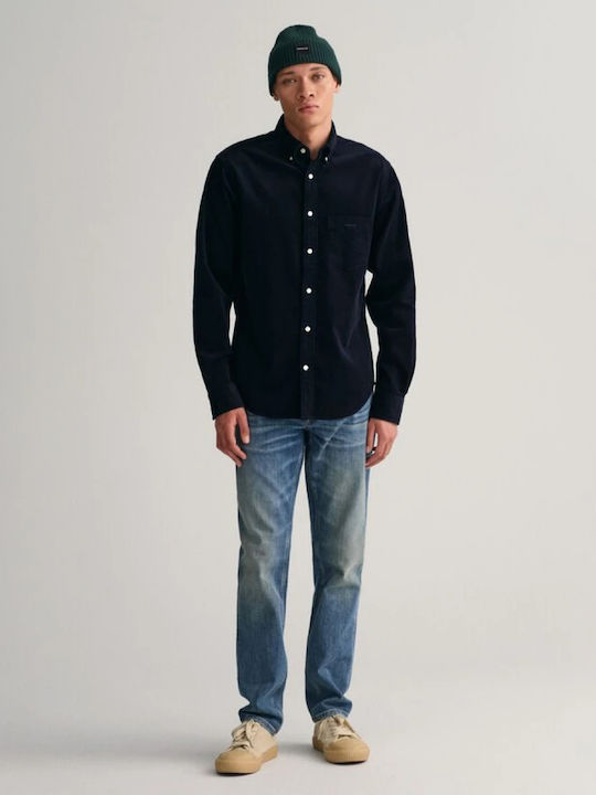 Long-sleeved Corduroy Shirt Navy Blue