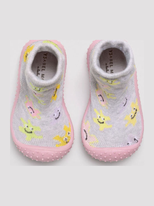 Ysabel Mora Kinder Haussocken Grey/Pink