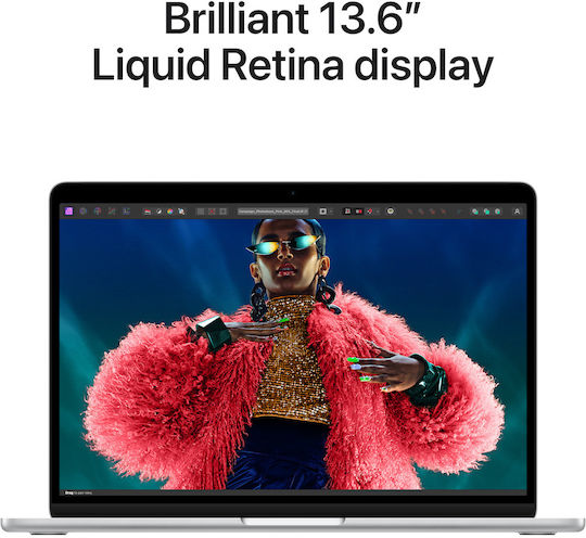 Apple MacBook Air 13" (2024) 13.6" Retina Display (M3-8-ядрен/16GB/256GB SSD/10-Core GPU) с 30W Зарядно устройство Сребрист (Английски (САЩ) Клавиатура)