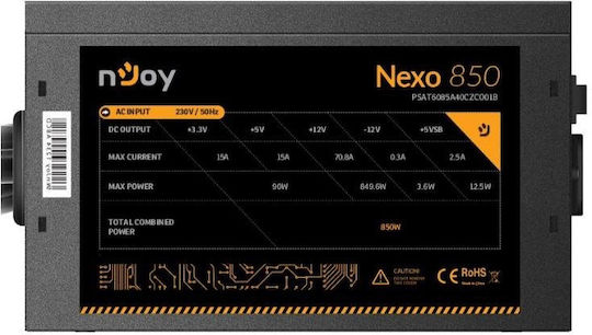 NJOY NEXO 850W Μαύρο Τροφοδοτικό Υπολογιστή Full Wired 80 Plus Gold