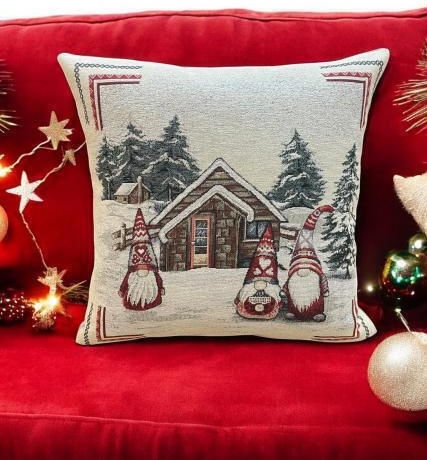 Linea Home Χριστουγεννιάτικη Διακοσμητική Μαξιλαροθήκη Τετράγωνη Μπεζ 45x45εκ.
