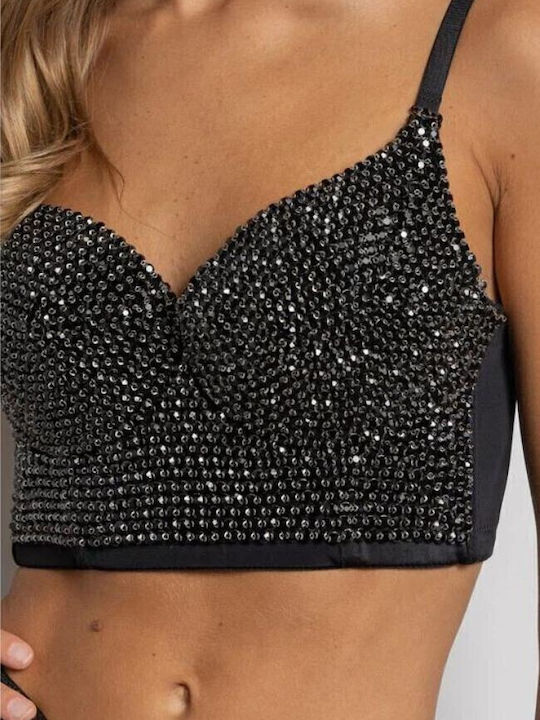 Damen Crop Top Black