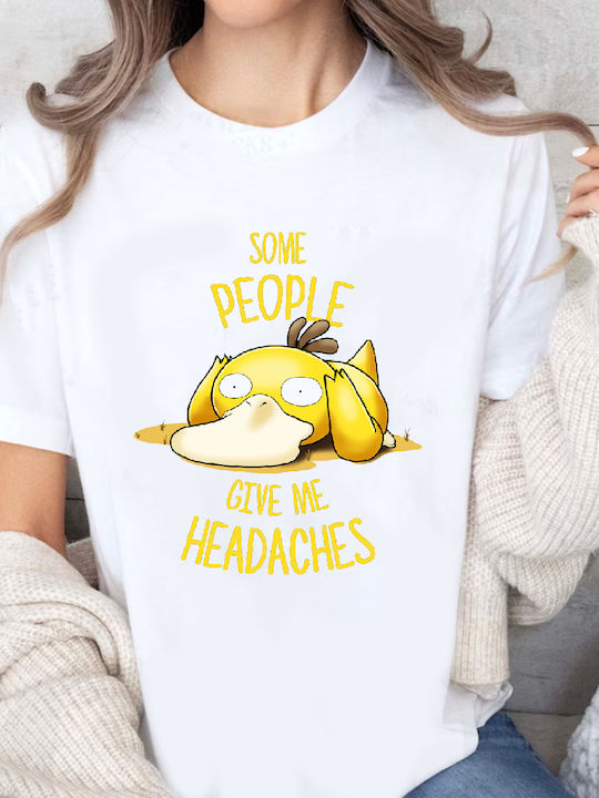 Fruit of the Loom Pokemon Psyduck No25 Some People Give Me Headaches Rashguard Pokemon Albă Din bumbac