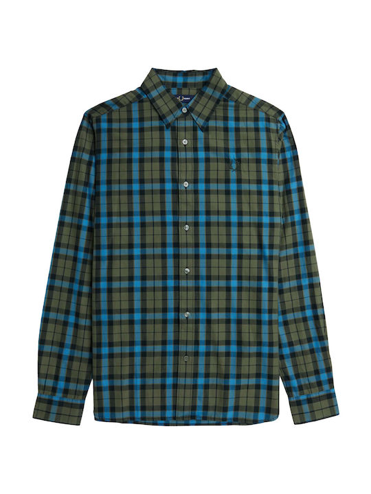 Fred Perry Long-sleeved Shirt Checked Green