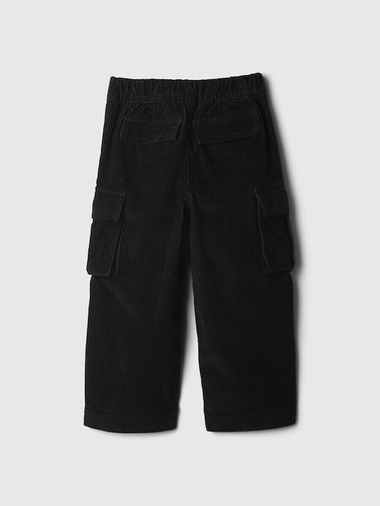Pantalon Pentru Copii Cargo Din Catifea Raiata Negru