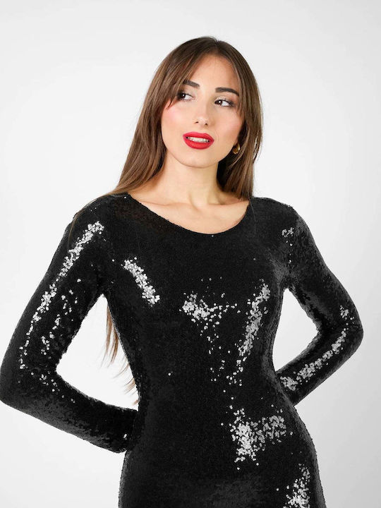 Rochie Midi De Seară Din Satin Spate Deschisă Cu Deschizătură Neagră