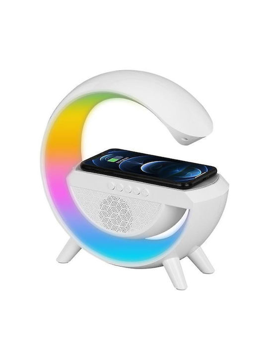 Безжично зарядно Bluetooth високоговорител 3в1 5W радио RGB Bt2301 бял