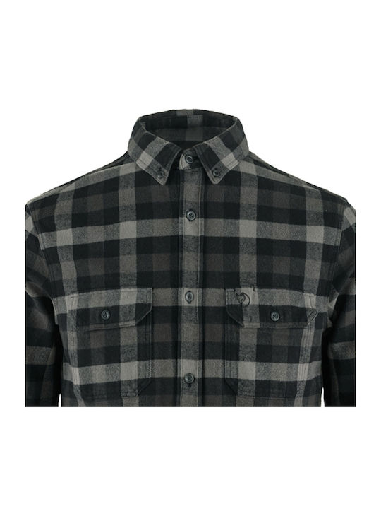 Skog Long-sleeved Flannel Shirt Navy Blue