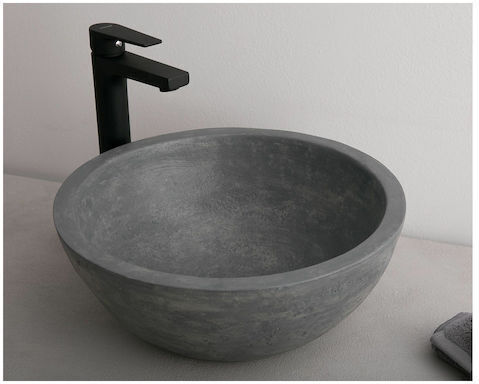 Tema Aufgesetztes Waschbecken Stein 40x40cm Anthracite Tema Aufgesetztes Waschbecken Stein 40x40cm Anthracite
