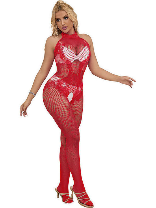 Subblime Sexy Bodystockings Gittermuster mit offenem Schritt Rot