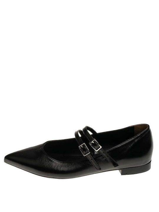 Divide Leather Ballerinas Black