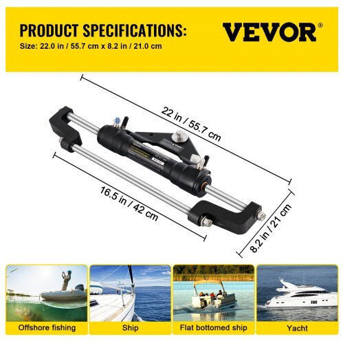 Vevor Hydraulic Steering Cylinder 300hp Hydraulic Steering Kit Outboard Front Mount Without Hydraulic Hose Steering Boat Rudder System Yydjhc5345-3yg001v0