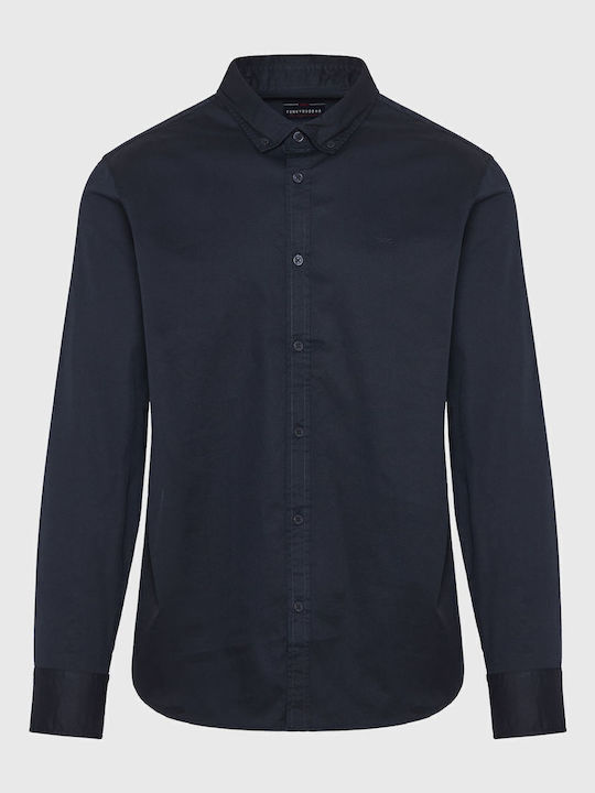 Long-sleeved Cotton Shirt Navy Blue