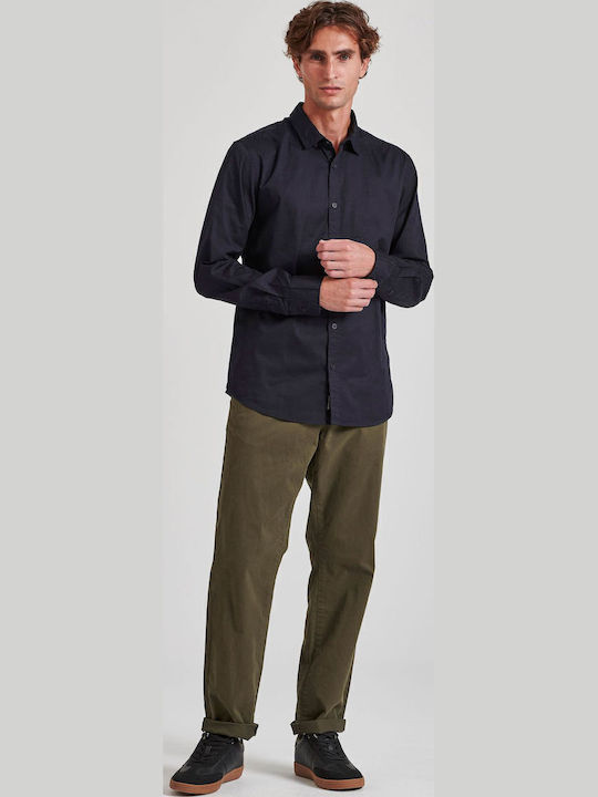 Long-sleeved Cotton Shirt Navy Blue