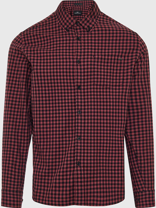 Long-sleeved Cotton Shirt Checked Burgundy