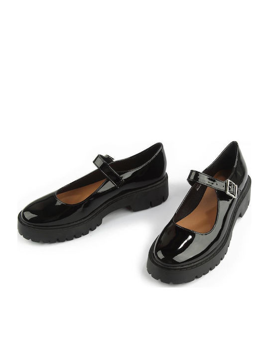 Patent Leather Women's Moccasins in Black Color