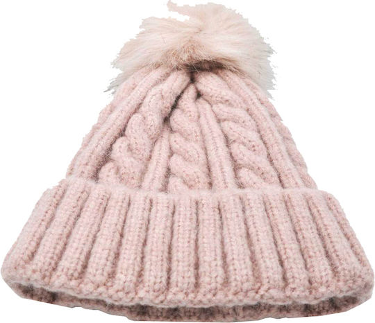 Frauen Set mit Beanie Gestrickt in Beige Farbe