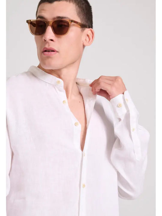 Long-sleeved Linen Shirt White
