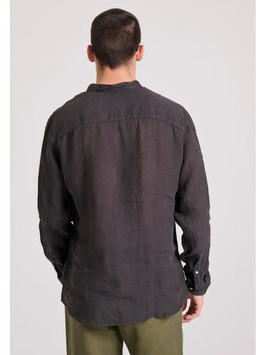 Funky Buddha Long-sleeved Linen Shirt Black