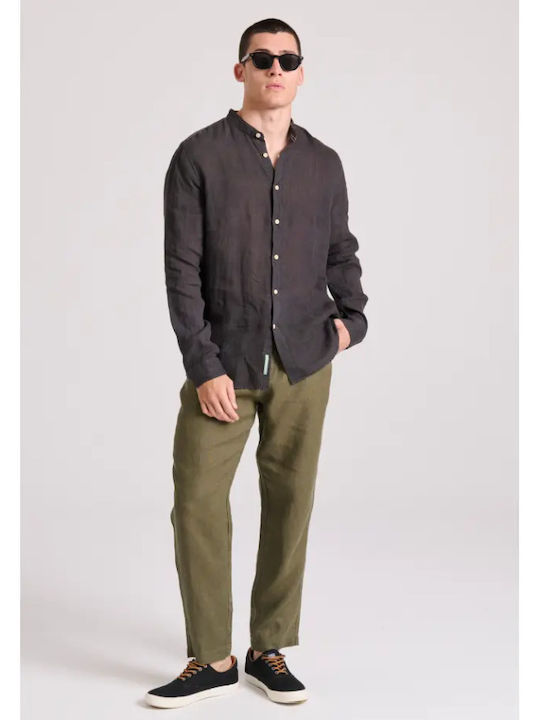Long-sleeved Linen Shirt Black
