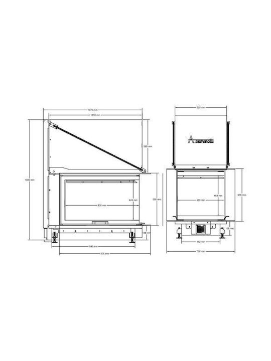 A. Caminetti Crystal 3D MAX Ενεργειακό Τζάκι Ξύλου Τρίπλευρο με Συρόμενη Ανοιγόμενη Πόρτα