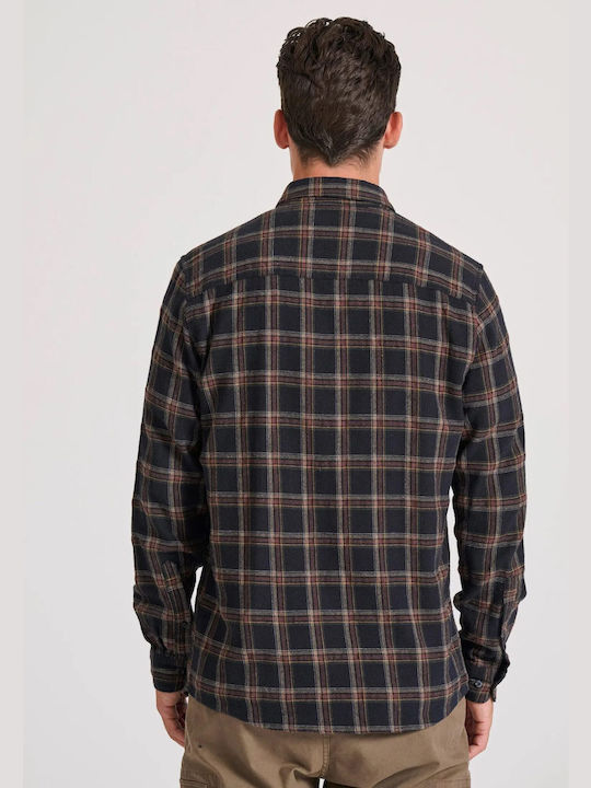 Funky Buddha Long-sleeved Flannel Shirt Checked Black