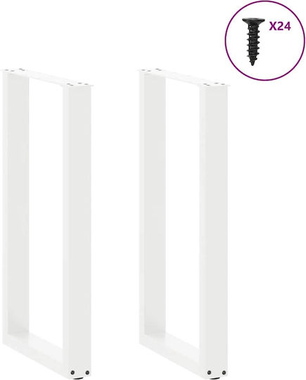 Vidaxl Picioare pentru Masă de Cafea în Formă de U 2 Bucăți Alb 50x 90-91 Cm Alb