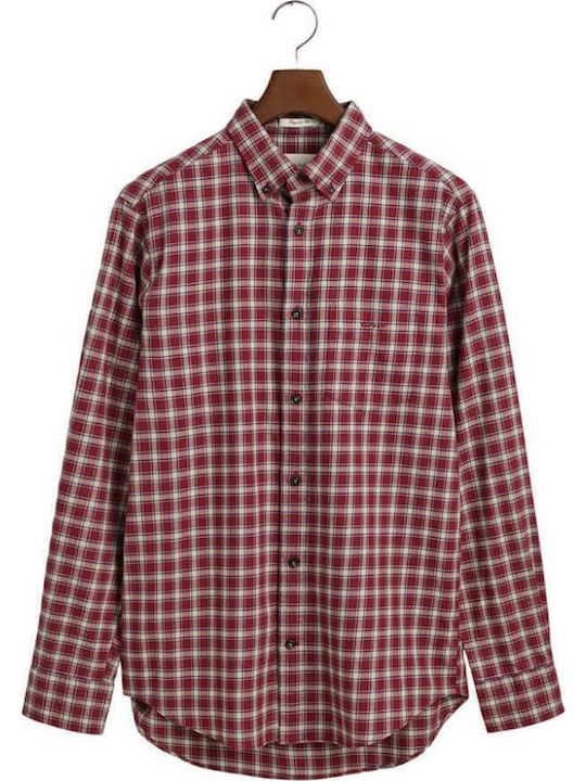 Long-sleeved Flannel Shirt Checked Burgundy