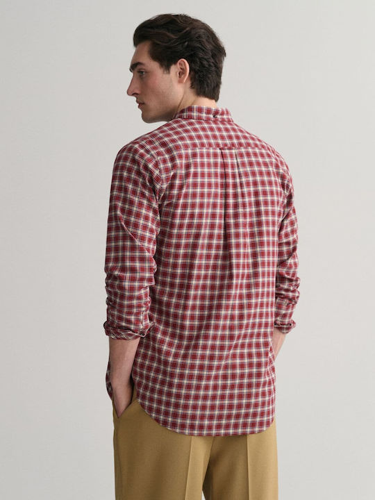 Long-sleeved Flannel Shirt Checked Burgundy