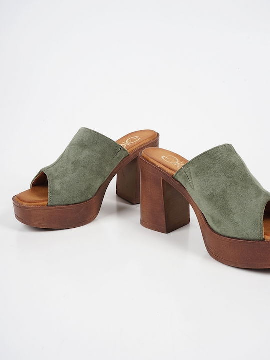 Piazza Shoes Mules mit Absatz in Grün Farbe