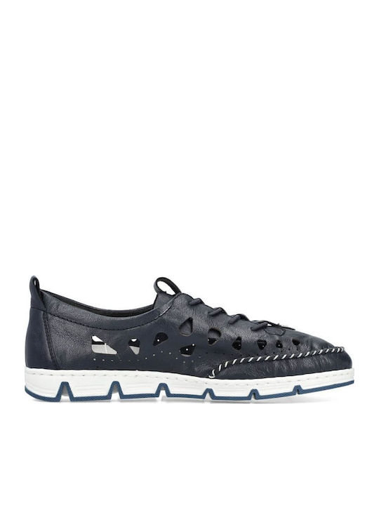 Γυναικεία Slip-On Δερμάτινα Navy Μπλε