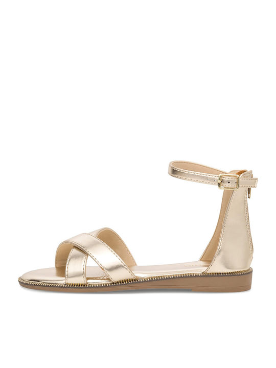 Flache Sandalen für Damen in Gold Farbe
