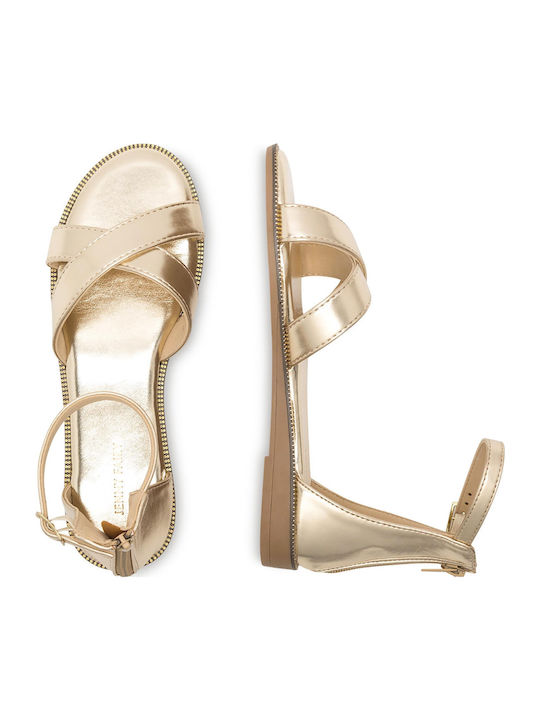 Flache Sandalen für Damen in Gold Farbe