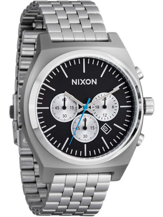 Nixon Time Teller Ανδρικό Ρολόι Χρονογράφος Μπαταρίας με Ασημί Μεταλλικό Μπρασελέ