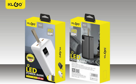 KLGO KP-94 Power Bank 50000mAh 22.5W mit 4 USB-A Anschlüssen und 2 USB-C Anschlüssen Schwarz