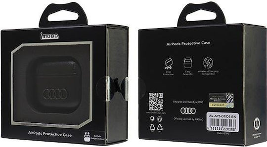 Audi Leather Big Logo Hülle Leder in Schwarz Farbe für Apple AirPods 3
