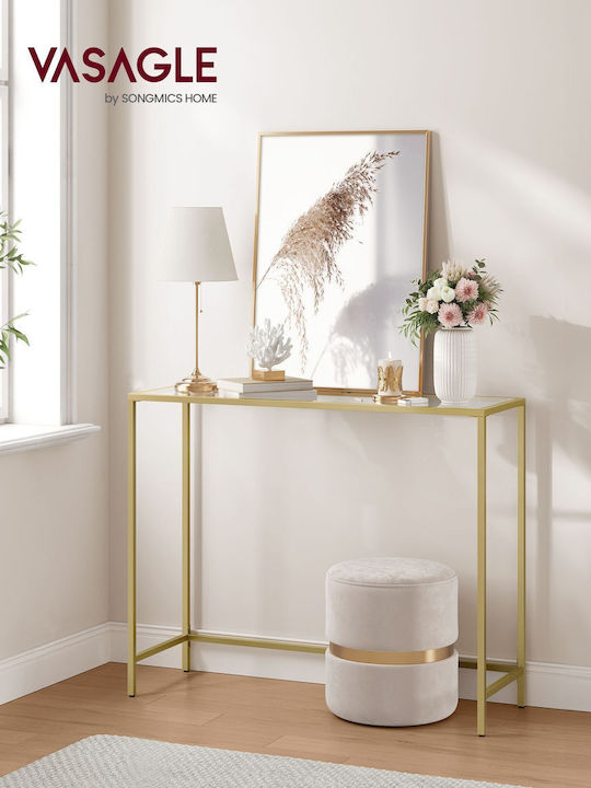 Console Table Metal with Glass Surface Gold/Transparent L100xW20xH80cm