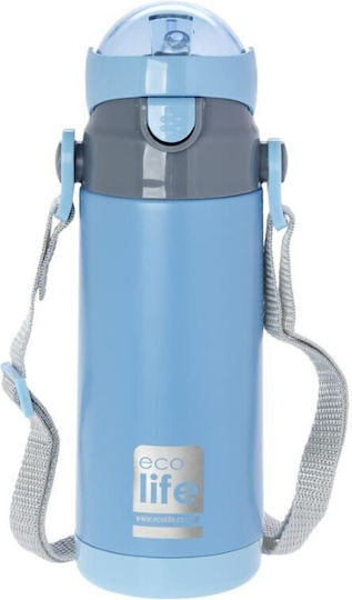 Ecolife Παιδικό Παγούρι Θερμός Ανοξείδωτο με Καλαμάκι Navy Blue 400ml (Διάφορα Σχέδια/Χρώματα)