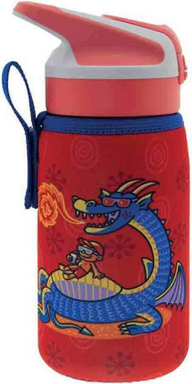 Laken Παιδικό Παγούρι Dragon Πλαστικό με Καλαμάκι Non Spill Κόκκινο 450ml