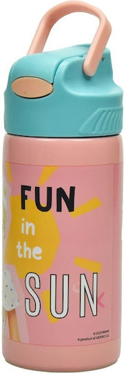 Gim Barbie Kids Water Bottle Barbie Stainless Steel with Straw Pink 500ml