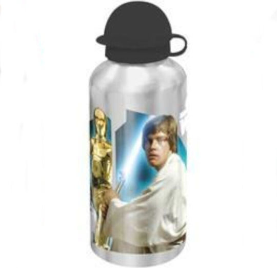 Must Team 401280 Kids Water Bottle Star Wars Aluminium with Straw Blue 500ml