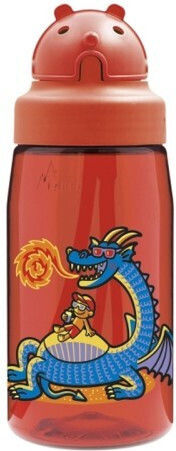 Laken Kids Water Bottle Thermos Dragon Plastic with Straw Red 450ml