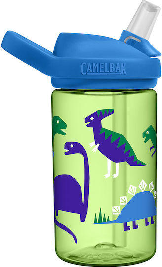 Camelbak Eddy+ Παιδικό Παγούρι Δεινόσαυρος Πλαστικό με Καλαμάκι Non Spill Πράσινο 400ml