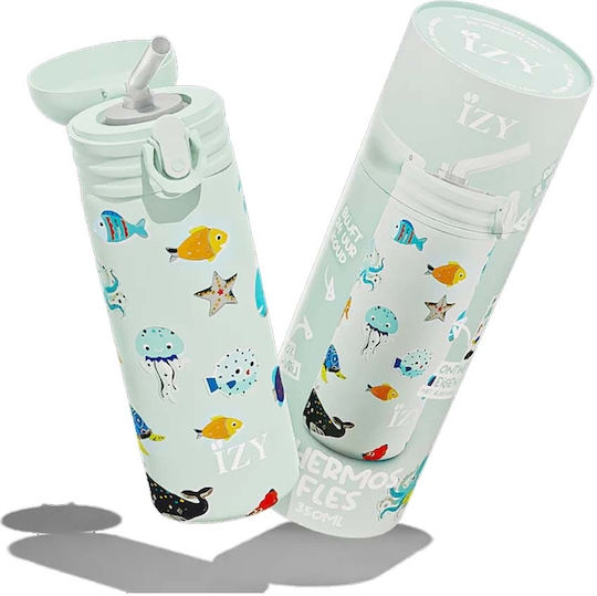 Izy Bottles Kids Water Bottle Thermos Stainless Steel with Screw Cap Non Spill Green 350ml