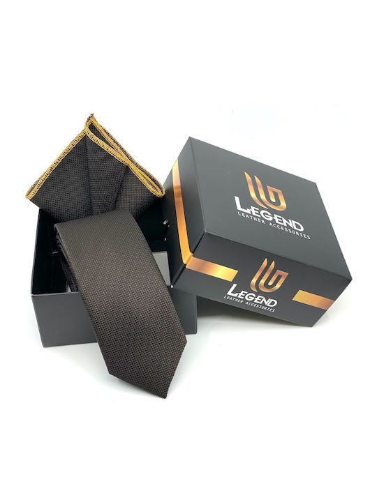 Legend Accessories Set de Cravată pentru Bărbați Sintetic Monocromie în Culorea Maro